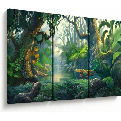 Obraz - Ilustrácia tropického lesa, trojdielne 120x80 cm
