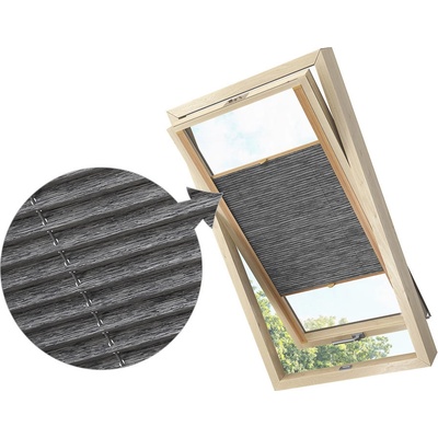 Zebra-shop Zastiňující roleta Plissé pro střešní okno Grafit melír PD309 Velux M08 borovice