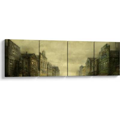 Obraz westernového městečka, Čtyřdílný 160x40 cm