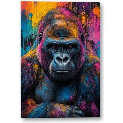 Plakát – Gorila v expresivních pop-artových barvách Bez rámu Ano Bez rámu 90 × 135 cm