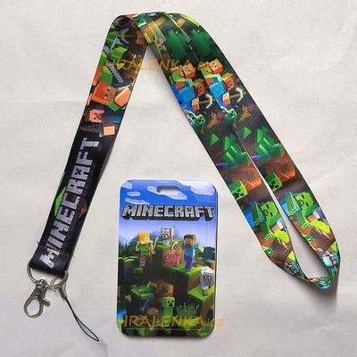 Šňůrka na krk s cedulkou Minecraft