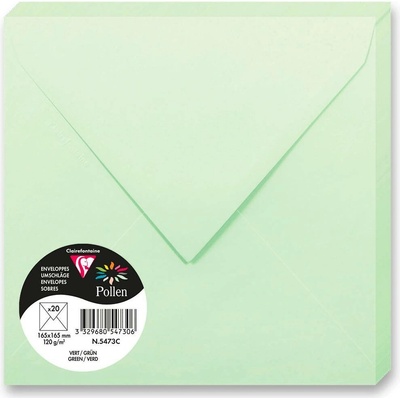 Clairefontaine 165 × 165 mm - barevná obálka - 20 ks, sv. zelená