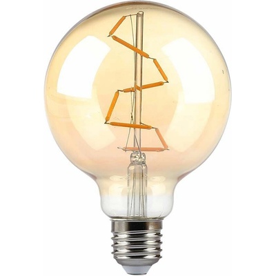 V-TAC Retro LED žiarovka E27, G95, 4W, 350lm, jantárové sklo, 2200K
