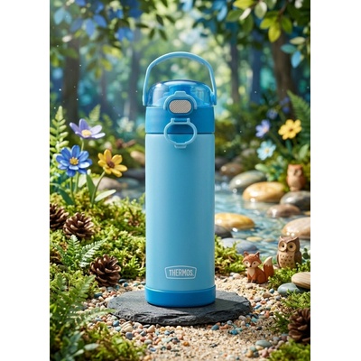Thermos FUNtainer Detská termoska s hydratačným uzáverom 470 ml neónovo modrá