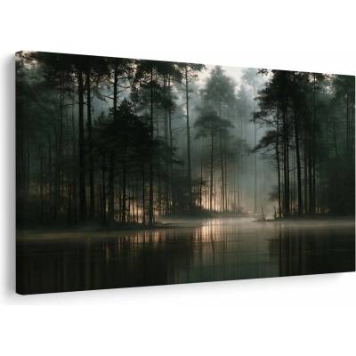 Dovido Obraz mlžný les nad jezerem - 120x80