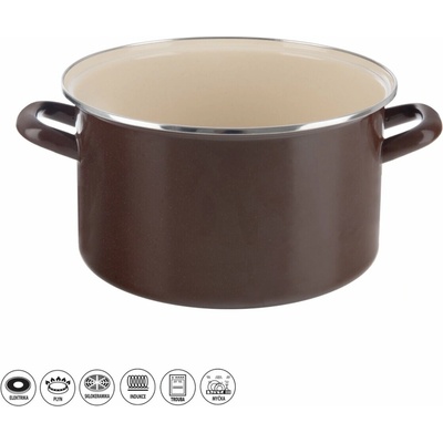 Orion Hrnec BROWN Lem 8 l 28 cm smaltovaný plech, nerezová ocel hnědá, 8592381213039
