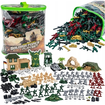 LEAN Toys Vojenská základna figurky vojáků vozidla velká sada 300 dílků