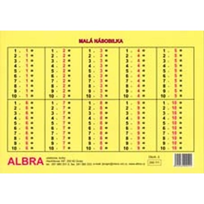Malá násobilka - tabulka lamino A4