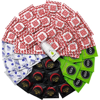 SE Sada vroubkovaných kondomů Stimulation pack 72 ks + hřejivý lubrikační gel 15 ml