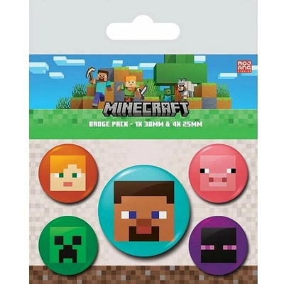 MINECRAFT PLACKA|ODZNAKY|SET 5 KUSOV