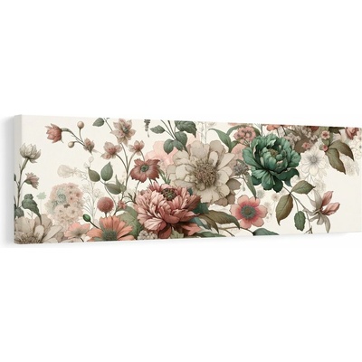 Obraz vintage květinový motiv - 135x45