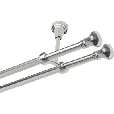 OK-GarnýžeCZ Garnýž kovová dvouřadá 19mm Koloseo double nerez 390 cm do stěny / na tunýlek - bez kroužků