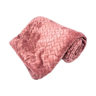 Home Elements Mikro flanel deka jacquard vzor starorůžová 150x200