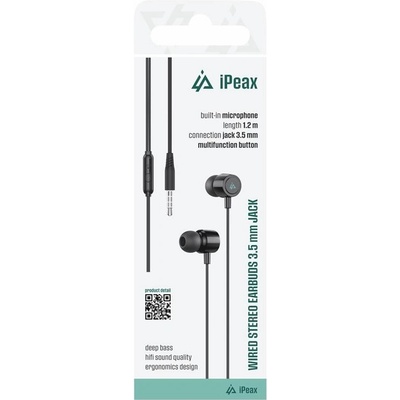 iPEAX drátová sluchátka 3,5mm jack černá 90010133