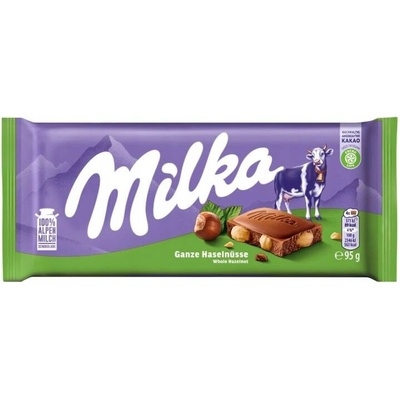 Milka mliečna čokoláda s celými lieskovými orieškami 95 g