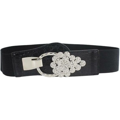 Lifestyle Dámský elastický elegantní pásek s broží Černý 97k-cube
