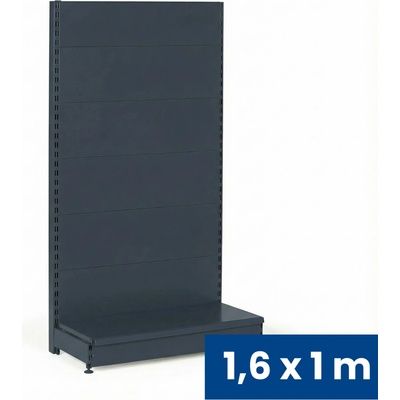 B2B Partner Prodejní regál jednostranný, plné stěny, 1600 x 1000 x 450 mm, základní, antracit 926060