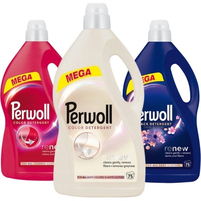 Perwoll Renew Black Color White Tekutý prací prostředek Mix 3 x 3,75 l 225 PD