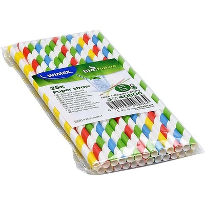 Gastro Slámky papírové spirály barevný mix 20 cm 6 mm 25 ks