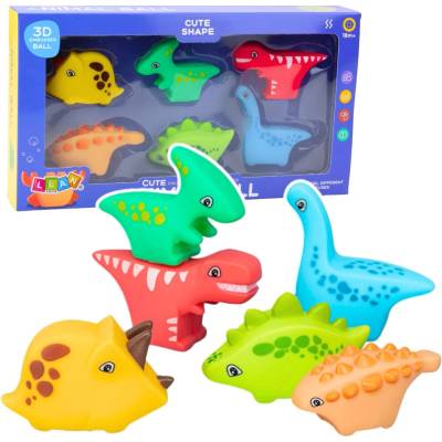 LEAN Toys Sada gumených dinosaurov do kúpeľa 6 ks