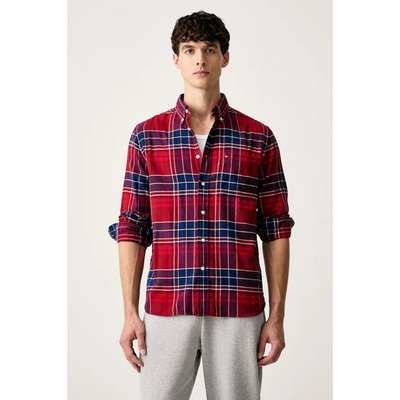 Tommy Hilfiger pánska bavlnená košeľa MW0MW44592 burgundské