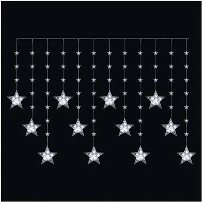 EMOS LED vánoční závěs – hvězdy, 170x85 cm, 3x AA, venkovní i vnitřní, studená bílá, časovač