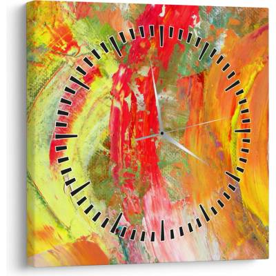 Obraz abstrakce - malba (s hodinami), jednodílný 30x30 cm s hodinami