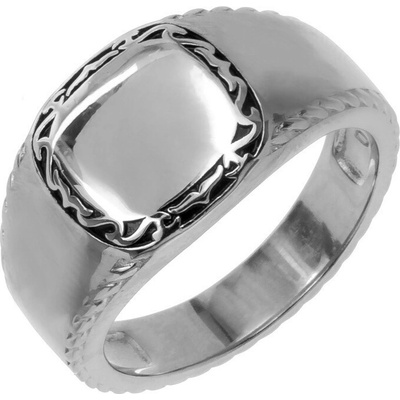 Argento Strieborný prsteň pečatný čierna glazúra 72946