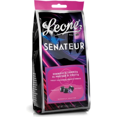 Leone 1857 Gommose Senateur Želé bonbony s lékořicí a příchutí fialky 150 g