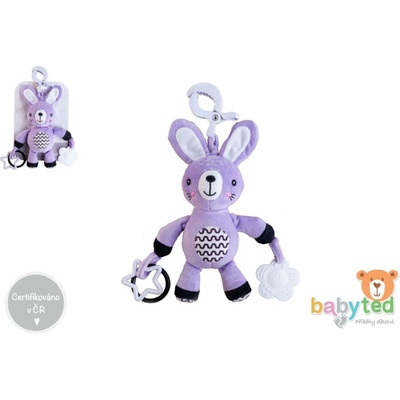 Teddies Chrastítko plyš 30 cm závěs babyted Zajíček