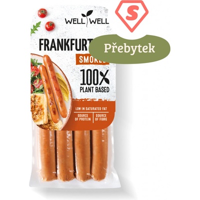 WellWell Rostlinné frankfurtské UZENÉ KLOBÁSKY 180 g