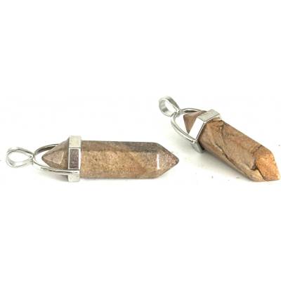 Jaspis Kyvadlo šestihran přívěsek 41 x 13 mm kámen, ručně vyřezávaný, kámen pozitivní energie
