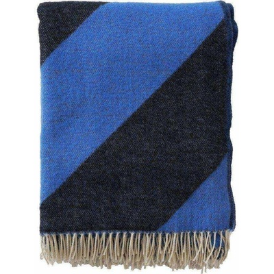 Klippan Vlněný merino pléd Angle blue black Modrá 130x200