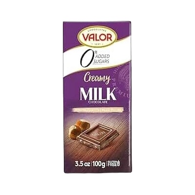 VALOR Čokoláda mliečna s orieškovou náplňou 36% bez prídavku cukru 100 g