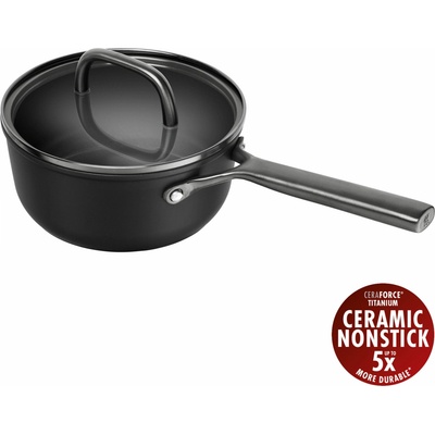 Rendlík 18 cm ZWILLING Milano indukční nepřilnavý s poklicí, černý – prémiové nádobí Made in Italy, CERAFORCE Titanium bez PFAS, do trouby 230 °C 1035051