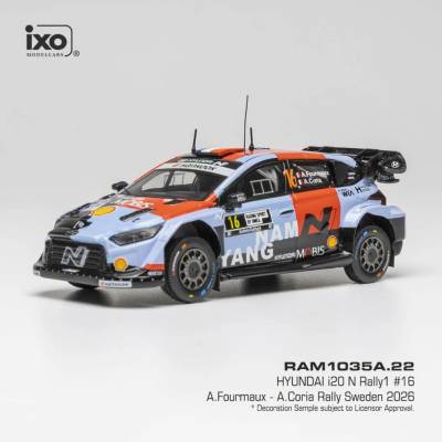 Hyundai i20 N Rally1 Rally Sweden 2026 #16 Fourmaux CoriaIXO 1:43
