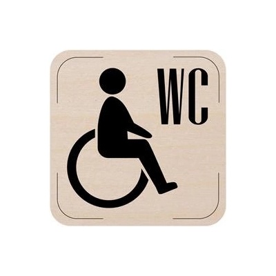 Popis místnosti - cedulka na dveře - WC invalidé, dřevěná tabulka, 80 x 80 mm