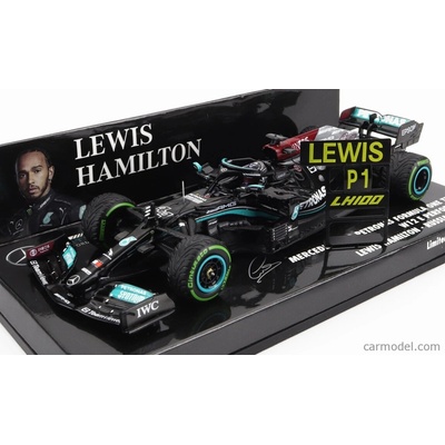 Minichamps Mercedes gp F1 W12 Mercedes M12 Eq Power+ Team Amg Petronas Motorsport Formula One N 44 Winner Sotchi Russian Gp 2021 Lewis Hamilton - 100. víťazstvo F1 s pit boardom 1:43 Black Green