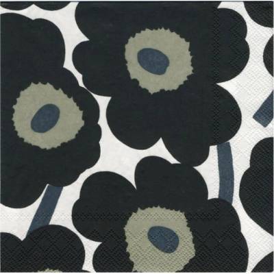 Muurla Servítky Marimekko Unikko čierne 40x40cm 20ks