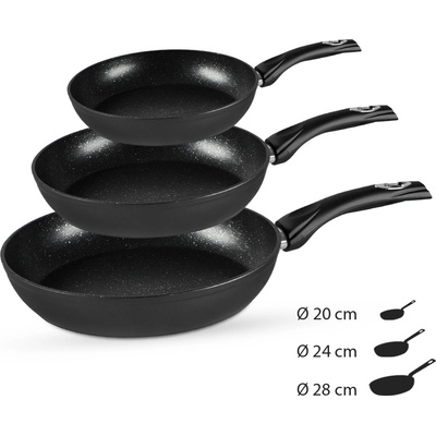 Royalty Line RL-FM3F3BK Mramorová panvica 20/24/28 cm 3 ks čierna