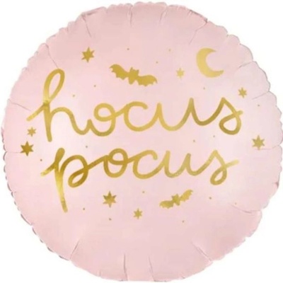PARTYDECO Foliový balónek Hocus pocus růžový Halloween Čarodějnice 45 cm