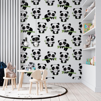 Tapeta SABLIO Pandy s větvičkou 208x125 cm