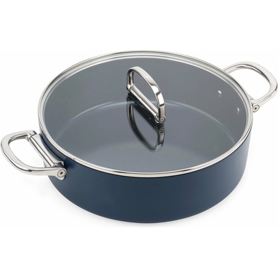 Joseph Joseph 45046 Hrnec Space nízký se sklopnými držadly a víkem 28 cm sytě modrý