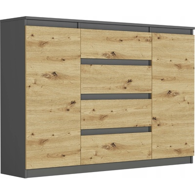 Framire Komoda se skříňkami a zásuvkami antracit mix Artisan 140 x 40 x 98 cm Modern R140S4