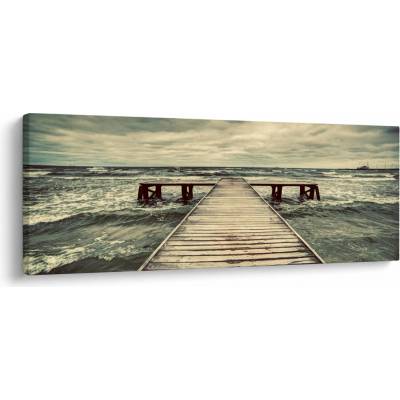 Obraz dřevěného mola na moři, jednodílný 100x40 cm