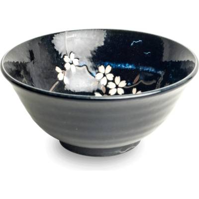 edo Japan Japonská porcelánová miska na ryžu a polievku Anemone Blue 15 cm