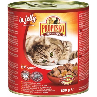 Propesko Cat kousky hovädzie a játra v želé 830 g