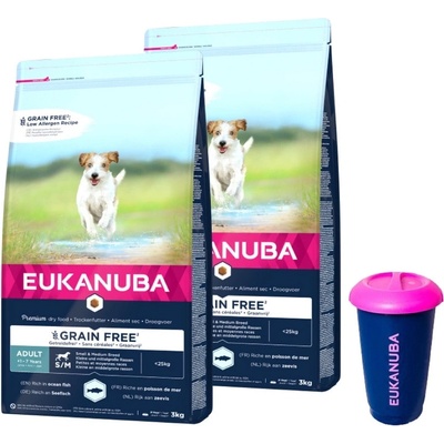 Eukanuba Adult Small & Medium Grain Free s mořskými rybami 2 x 3 kg
