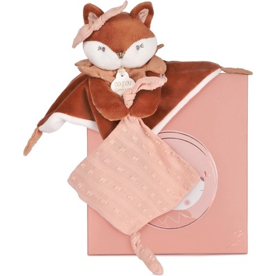 Doudou Darčeková sada Plyšová líška Mina s úchytom na cumlík 20 cm