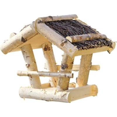 Dobar Brezové krmítko pre vtáky tmavá rákosová strecha 23 x 21 x 25 cm